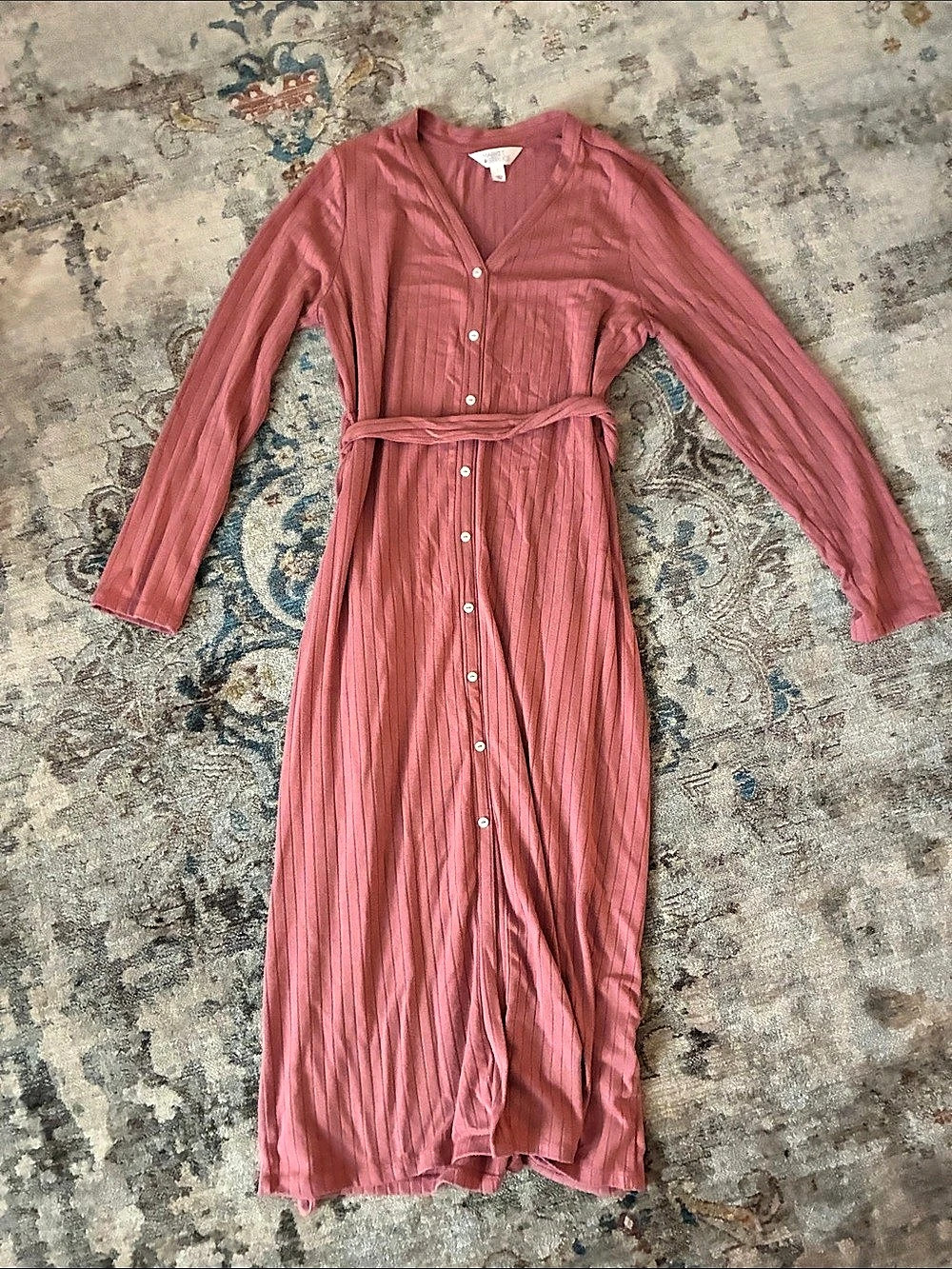 Market & Spruce Ribbed Maxi Dress in Pink Size Large